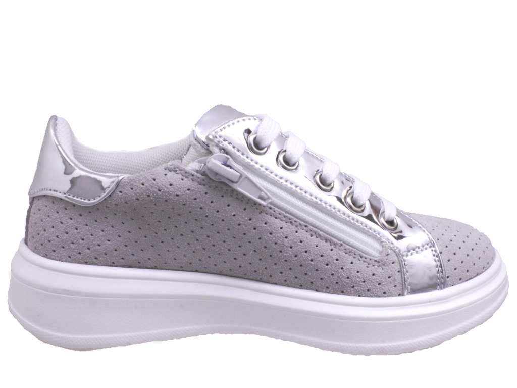 ASSO  AG 713 WHITE/SILVER BEIGE scarpe sneakers bambina